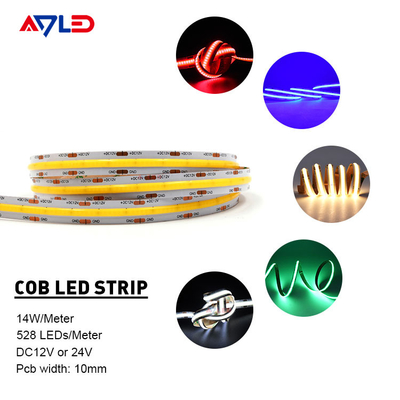 12 ولت 24 ولت بدون نقطه COB نوار LED تراشه منعطف نور با قابلیت تنظیم نور 10 میلی متری