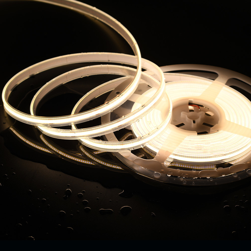480 LED/m COB نوار LED 12V/24V 5m طول طراحی انعطاف پذیر بدون لکه های سفید گرم / سرد